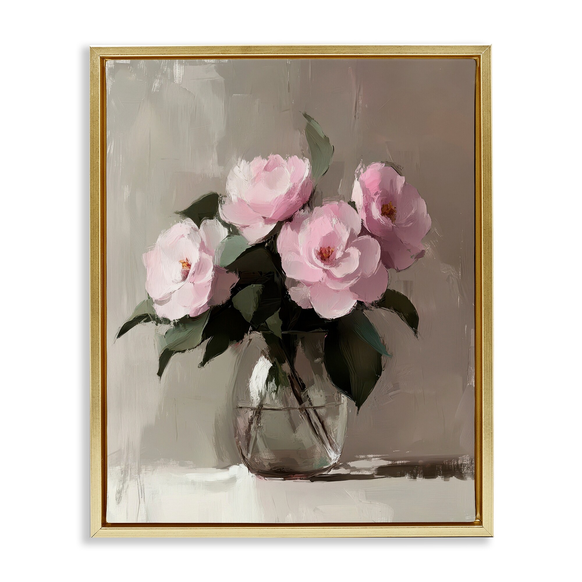 Stupell Painted Pink Floral Bouquet Framed Floater Canvas Wall Art Design By Petal Prints Design