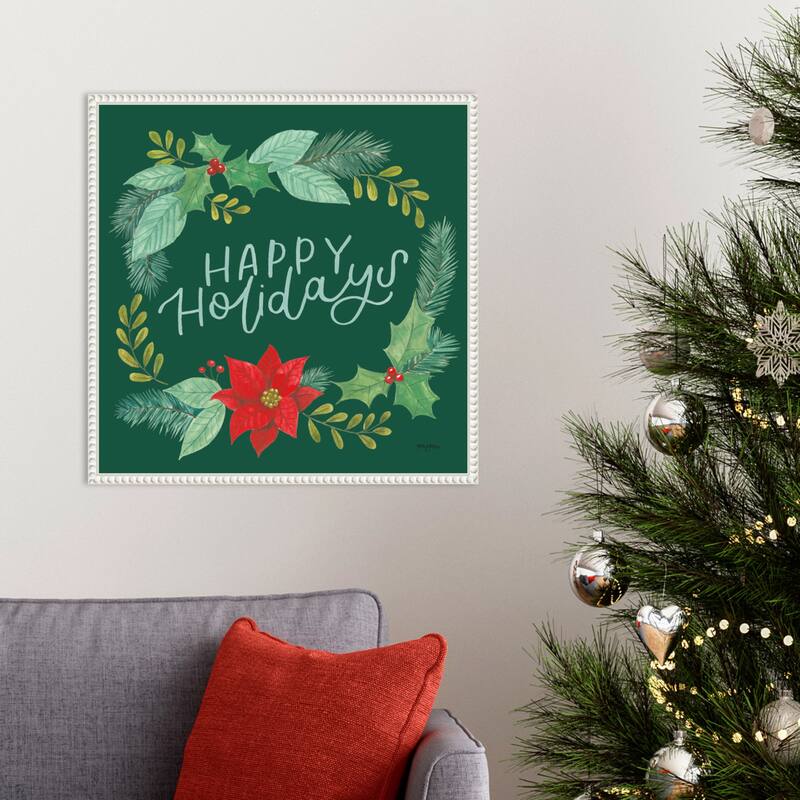 Holly and Pine II Holidays by Jenaya Jackson Framed Canvas Wall Art Print