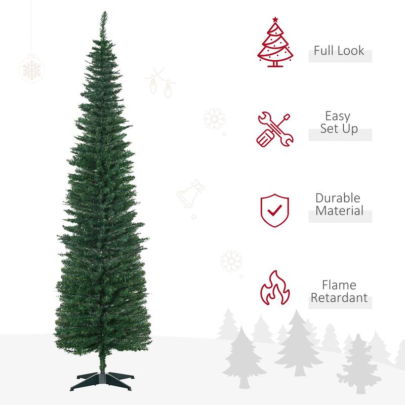 7ft Slim Artificial Pencil Christmas Tree with 499 Realistic Branch Tips and Plastic Stand
