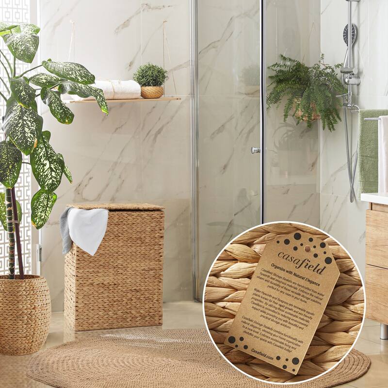Large Laundry Hamper Basket w Lid and Liner Water Hyacinth