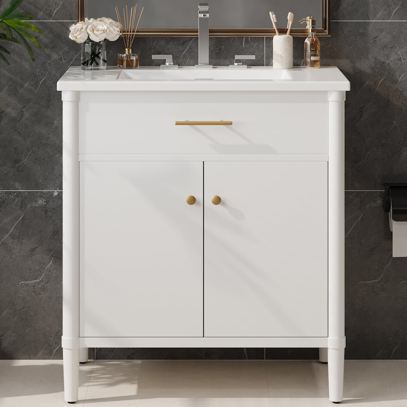 31" Bathroom Vanity with Sink Bathroom Cabinet with Soft Close Doors and Adjustable Shelf
