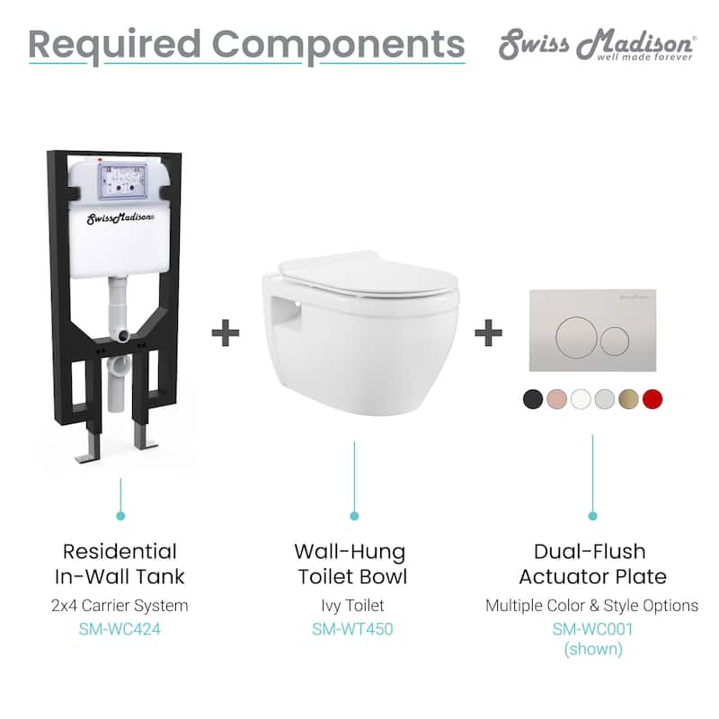 Ivy Wall Hung Elongated Toilet Bowl 0.8/1.28 GPF Dual Flush