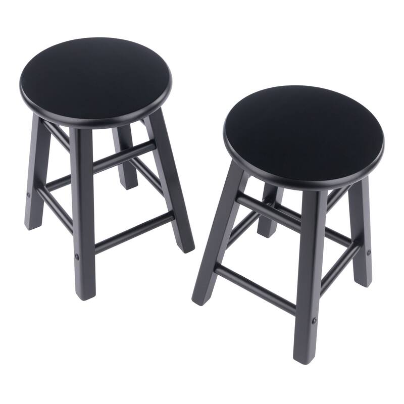Element 2-Pc Square Legs Dining Stool Set, Black Finish - N/A