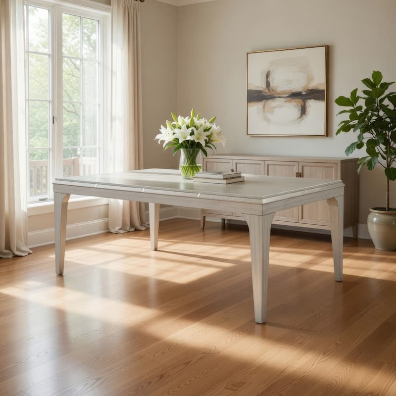 Diocles Contemporary Style Dining Table With Tapered Legs, Silver