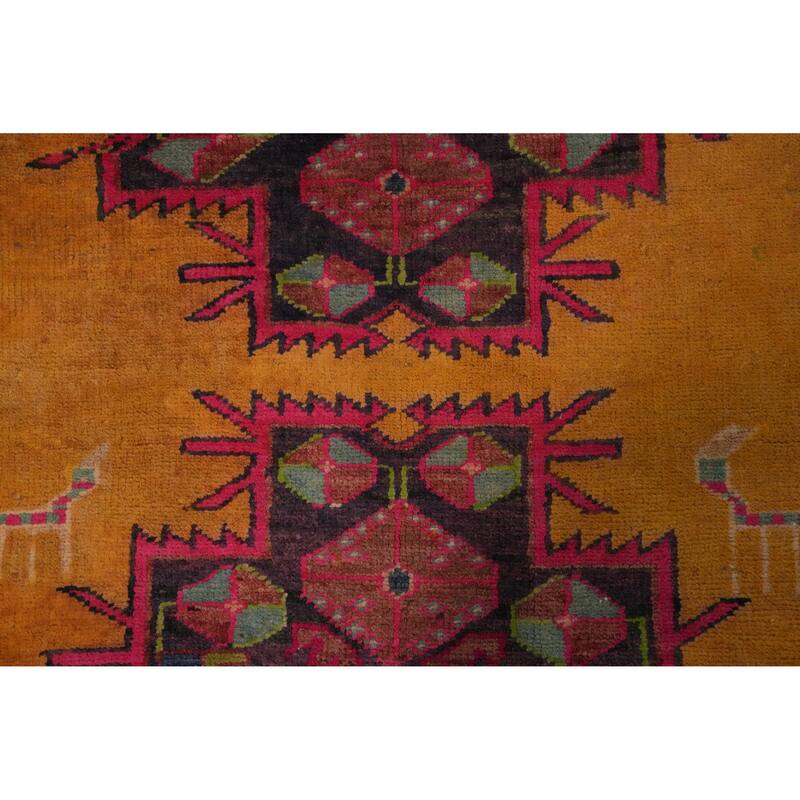 Hand Knotted Oriental 100% Wool Carpet Traditional Tribal Oranges & Rust Meshkin Runner Rug - 10' 9'' X 3' 10''