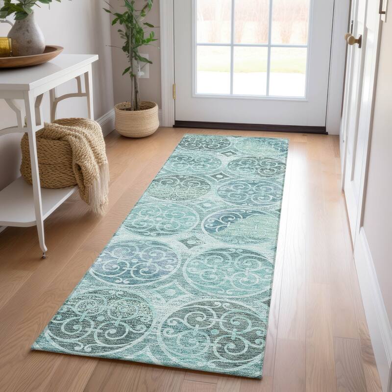 Machine Washable Indoor/ Outdoor Chantille Vintage Medallions Rug