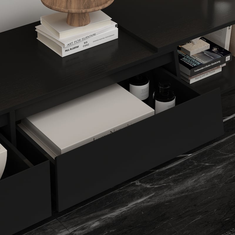 Wood Gaming Entertainment Center Media Stand w/Adjustable Width 137"