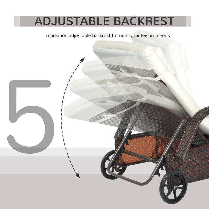 Outsunny Patio Wicker Cushioned Single Lounge Chair