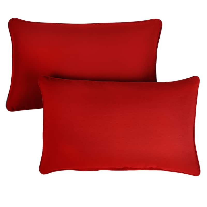 Sorra Home Sunbrella Canvas Jockey Red Corded Indoor/ Outdoor Pillows (Set of 2)