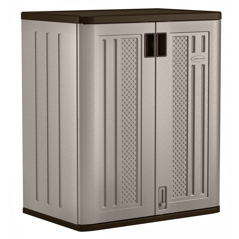 Suncast 9 Cu Ft Heavy Duty Resin Garage Base Storage Cabinet, Platinum (3 Pack) - 39