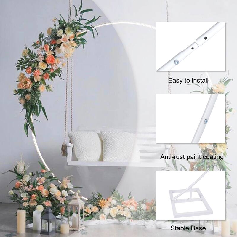 Large Circle Wedding Arch Round Garden Archway Arbors Stand 78"H