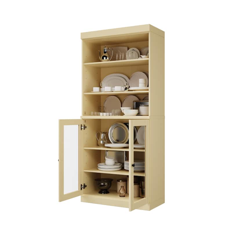 100% Solid Wood 32" Kitchen Pantry Cabinet with 2 Doors by Palace Imports