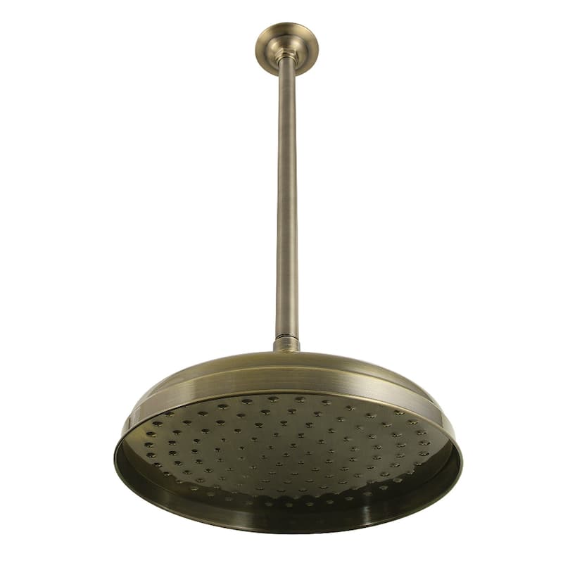 Kingston Brass Trimscape 10-Inch Showerhead with 17-Inch Ceiling Mounted Shower Arm - Antique Brass