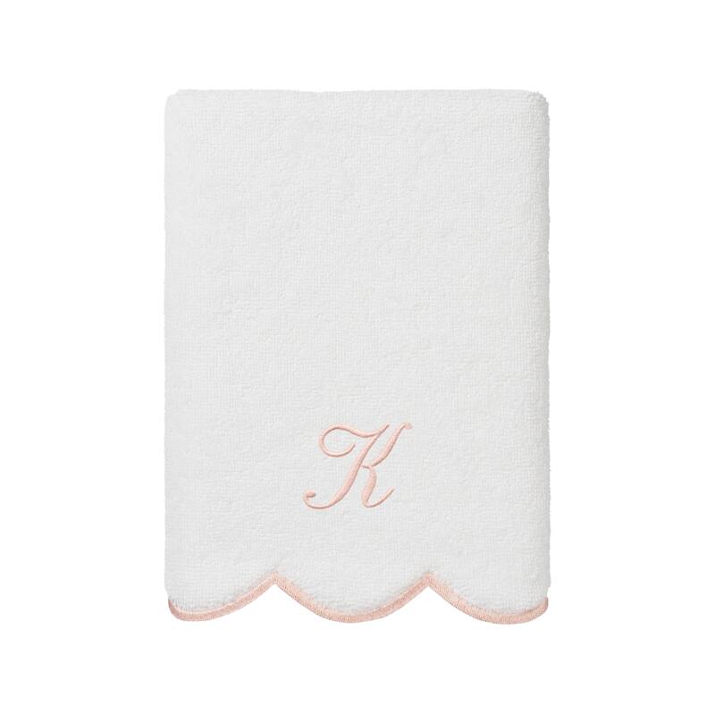 Authentic Hotel and Spa 100% Turkish Cotton Pink ADORNIA Scallop Personalized 3 Piece Towel Set - 3 Piece Set