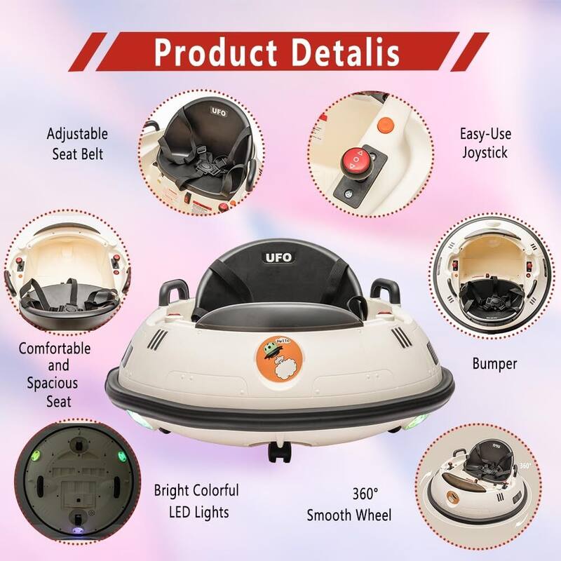 12V Kids Ride On Bumper Car, Electric Toddlers Bumper Car with Remote Control