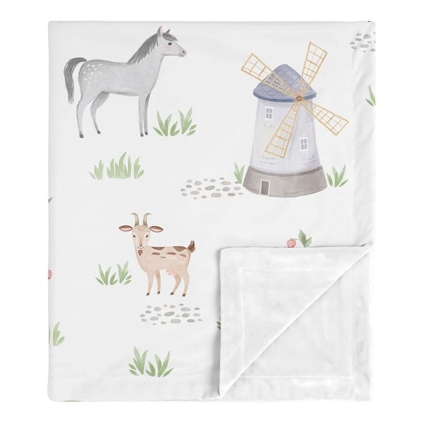 slide 2 of 7, Farm Animals Collection Boy Girl Baby Receiving Security Swaddle Blanket - Watercolor Farmhouse Horse Cow Sheep Pig