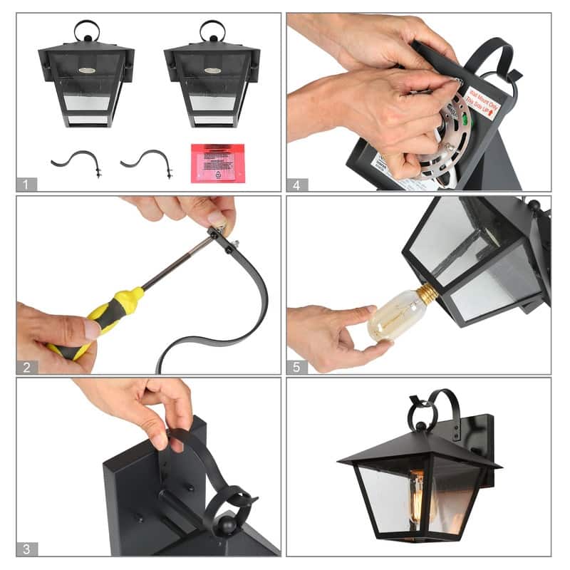 Mano Modern Black 1-Light Outdoor Wall Sconces Pendant Exterior Lantern