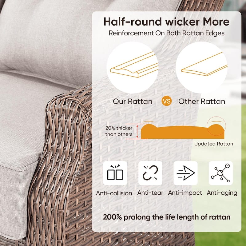 Pocassy Wicker Sofa Chair Set for Garden