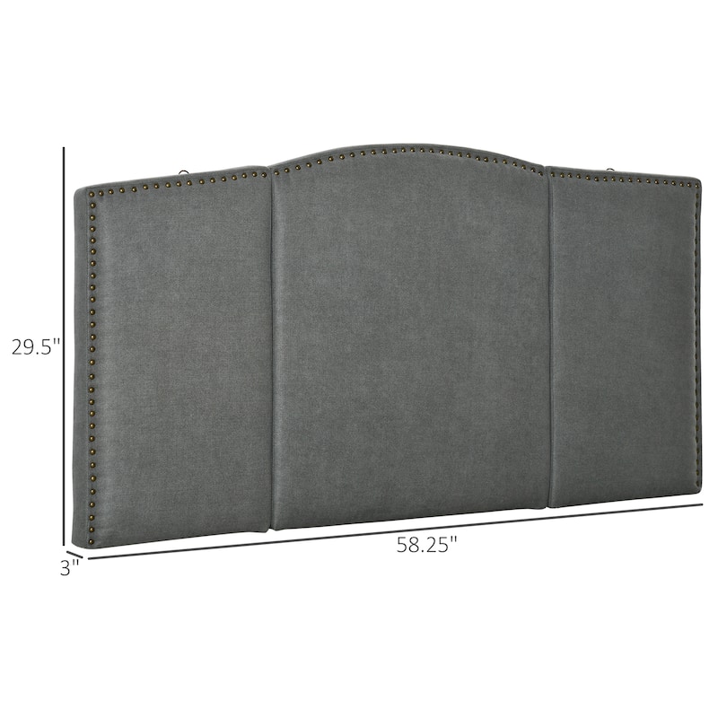 HOMCOM Upholstered Headboard, Bedhead Board with Nail Head Trim, Home Bedroom Decoration for 58.25'' Bed