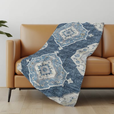 Premium Machine Washable ASB91 Boho Traditional Sherpa Throw Blanket