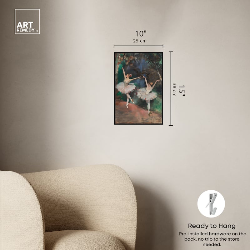 Art Remedy Classical Ballerinas Framed Impressionism 1 Piece Canvas Wall Art /Monet And Van Gogh Inspired Art