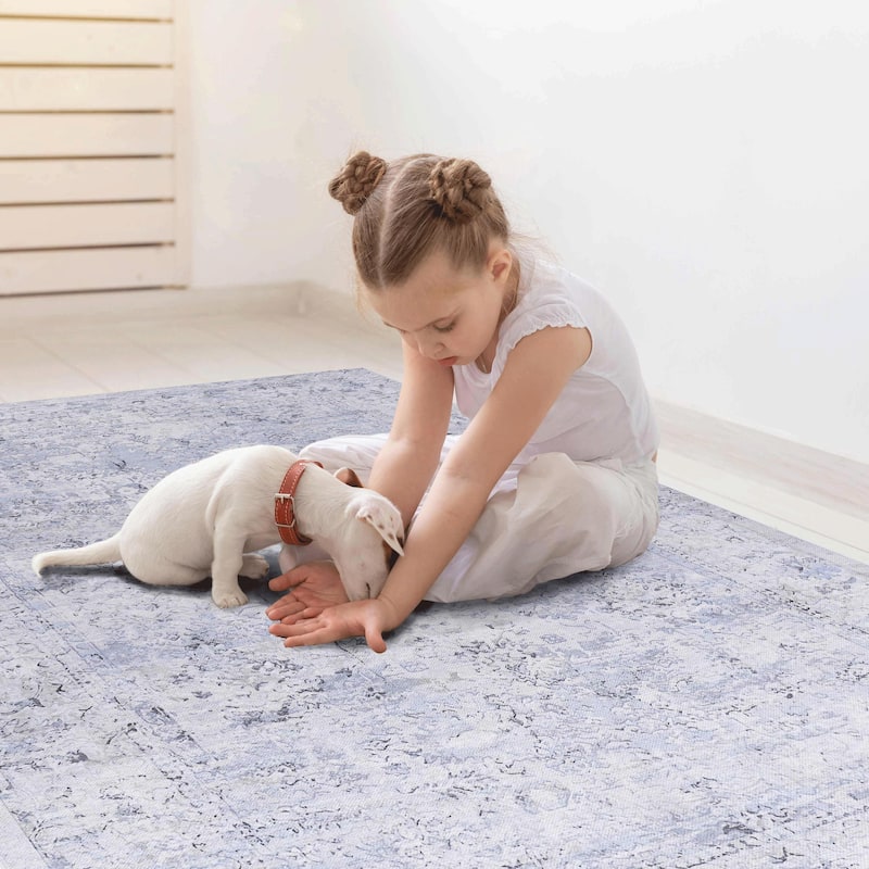 LOOM & LUXE Blue/Cream Area Rugs