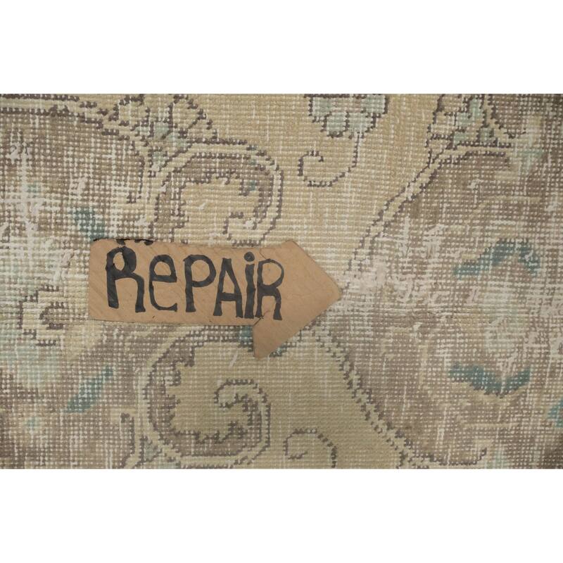 Hand Knotted Oriental 100% Wool Carpet Traditional Floral Beige & Ivories Tabriz Area Rug - 11' 8'' X 8' 1''