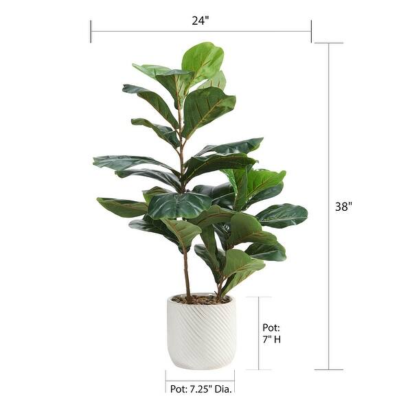 Trendy Fiddle Leaf Fig Artificial Floor Plant in Ceramic Pot Bed Bath