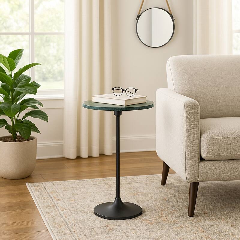 Modern Small Accent End Table with Metal Base - 27"