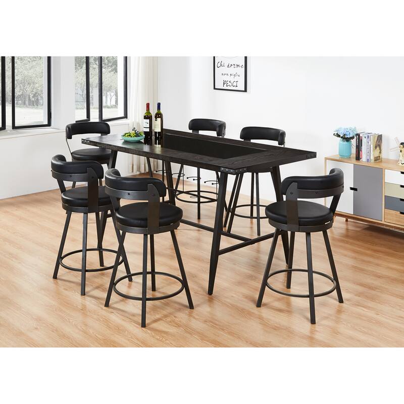 2pc Pub Height 360-degree Swivel Counter Height Chairs Bar Stool Padded Seats and Backs