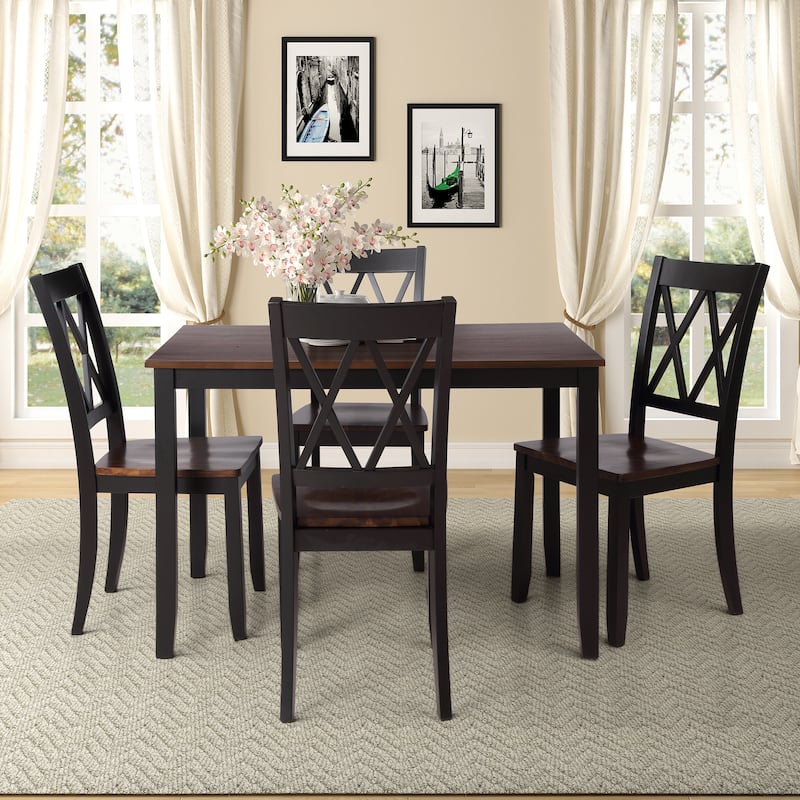 Dining Table Set Kitchen Rectangular Table and 4 Chairs for Kitchen