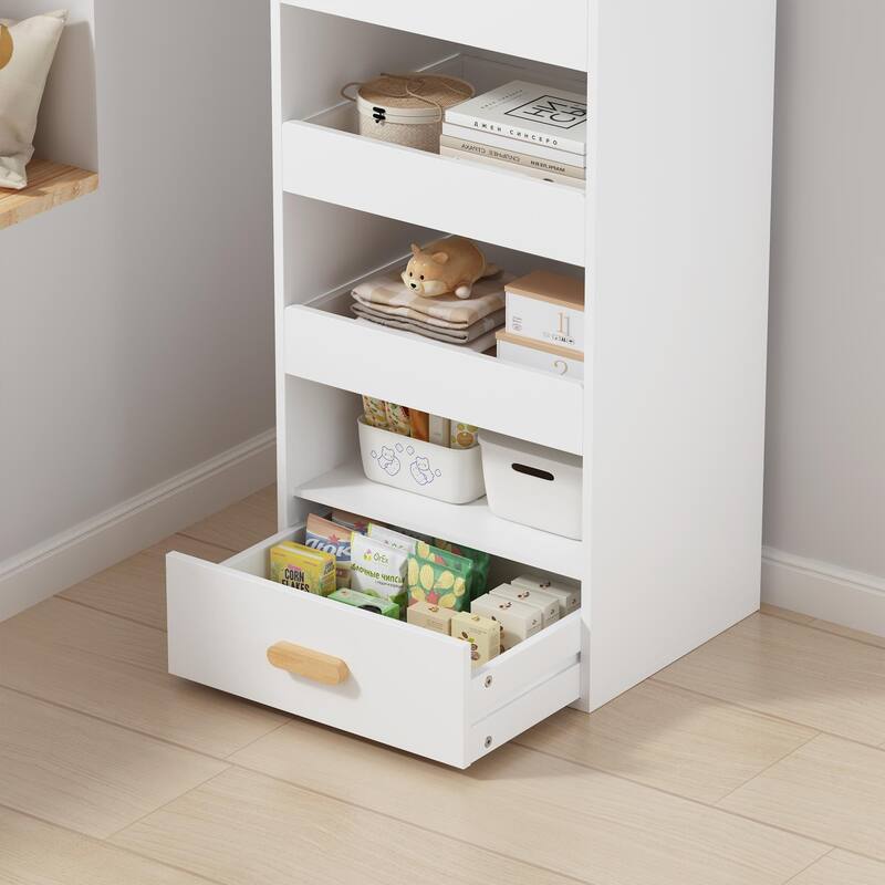 4-Tier Freestanding Bookshelf with 3 Sliding Drawers & 1 Bottom Storage Compartment – Versatile Organizer for Home or Office‌