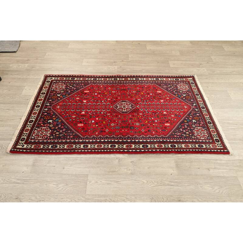 Tribal Vegetable Dye Abadeh Nafar Persian Area Rug Wool Hand-knotted - 3'5" x 5'3"