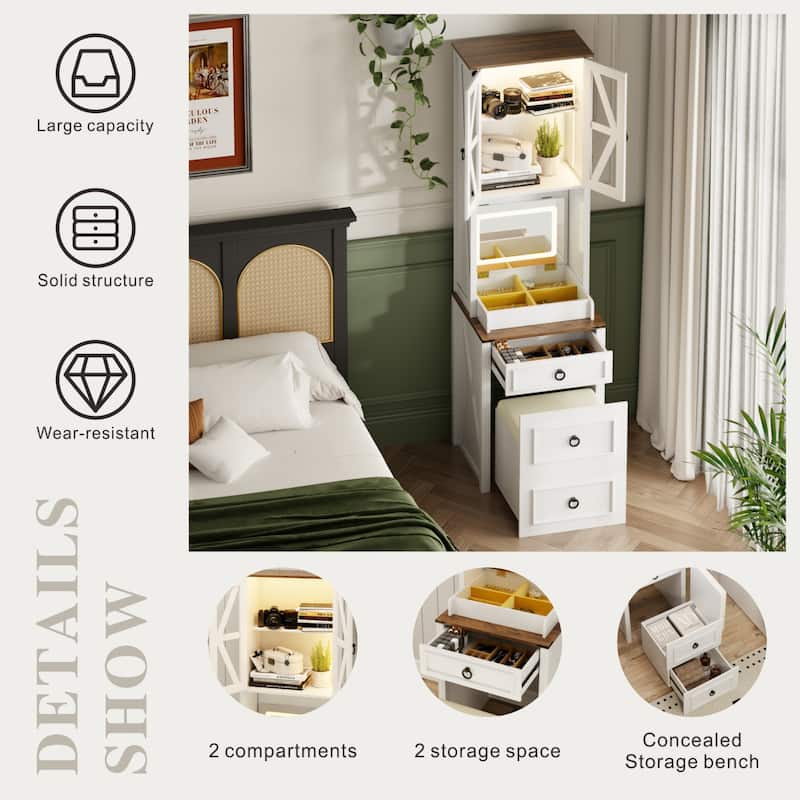 Makeup Vanity with Led Light and Hidden Storage