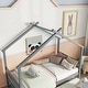 preview thumbnail 4 of 10, Grey Twin Size Pine Wood House-Shaped Bed with Trundle and Roof