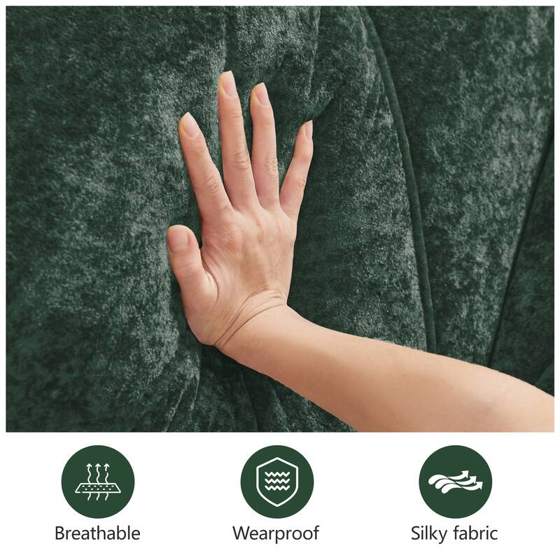 L-shaped Soft Velvet Fabric, Boneless Sofa, Tufted Design, Ergonomic Design Bottom, 32D High Density Sponge