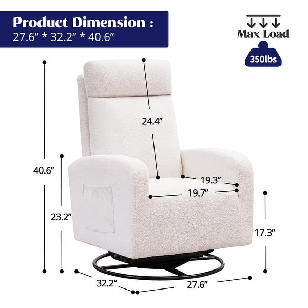 dimension image slide 1 of 3, HOMYKA Swivel Glider Rocker Accent Chair for Nursery with Side Pocket Set of 2