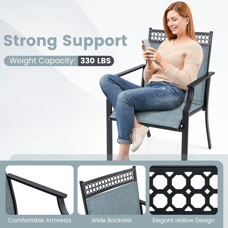 Costway Patio Chairs Set of 2 with All Weather Breathable Fabric High - See Details