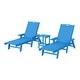 preview thumbnail 35 of 96, Laguna Hdpe All Weather Outdoor Patio Pool Reclining Chaise Lounges With Square Side Table (3-Piece Set) Pacific Blue