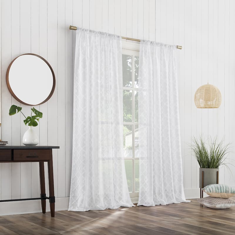 No. 918 Tina Geometric Clipped Semi-Sheer Rod Pocket Curtain Panel, Single Panel