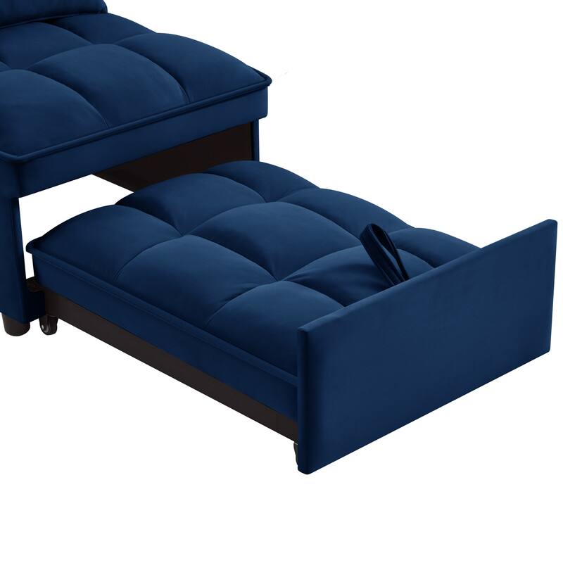 68.5" Velvet Folding Sofa Bed with Adjustable Back and Pillow