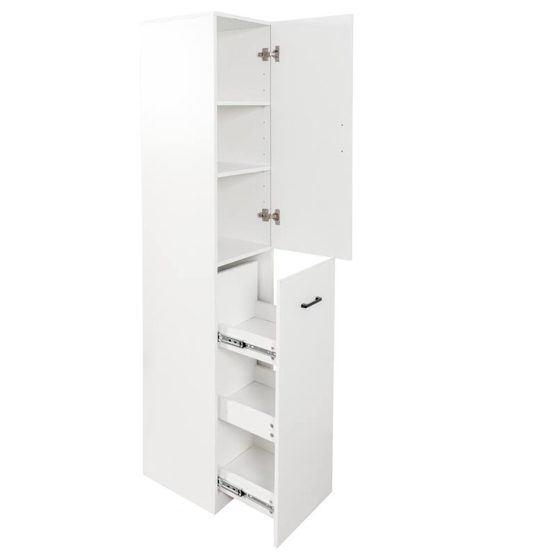 Tall Kitchen Pantry Cabinet with 3-Tier Pull-Out Storage Shelf, Freestanding Organizer with Door