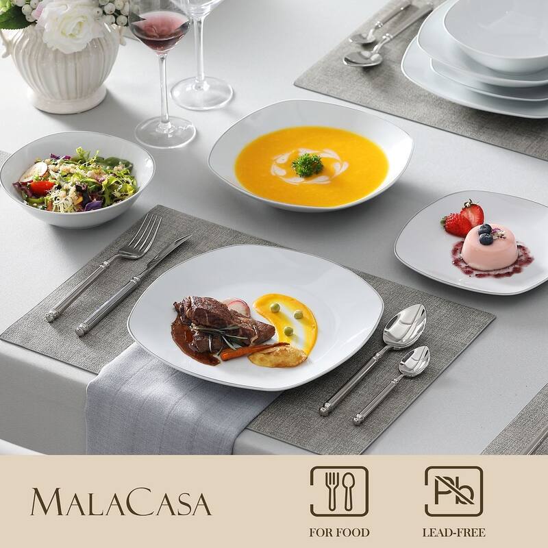 MALACASA Porcelain Modern Dinnerware Set