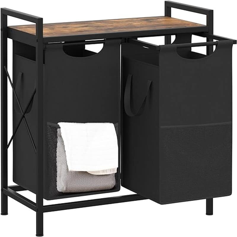 Laundry Basket with Large Desktop Sorter for Laundry Room organization - 27.17"L x 13.39"W x 28.27"H - Brown