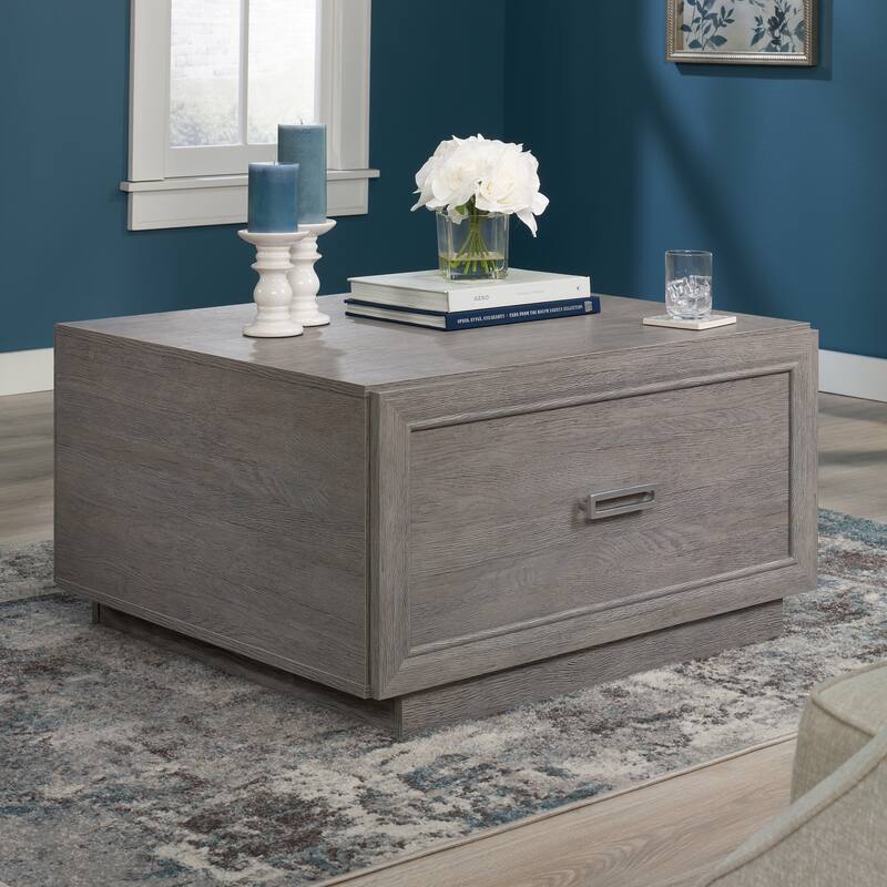 Gray Minimalist Side Table with Drawer and Open Shelf for Living Room Family Room - Gray