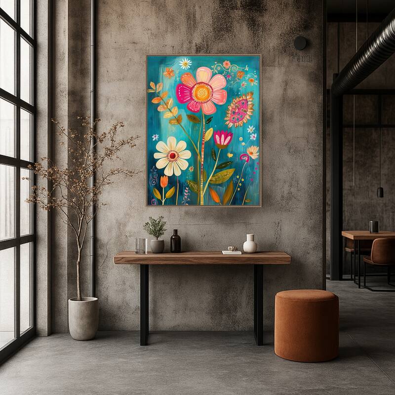 Whimsy Blooms by Tradelink inhouse artist Framed Canvas Wall Art Print