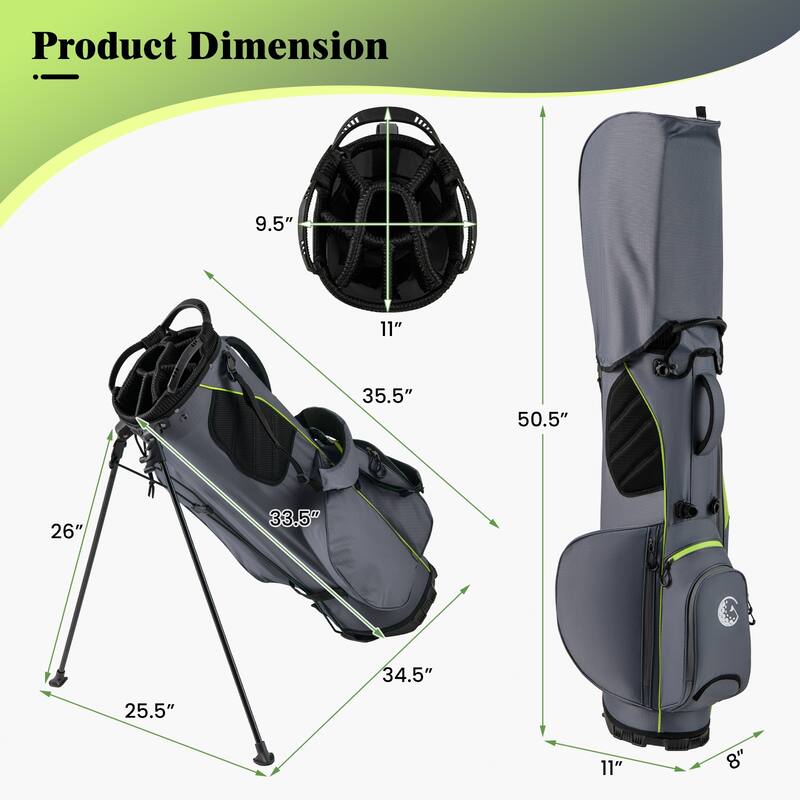 Gymax 8-Way Golf Stand Bag w/ 5 Pockets Lightweight Portable Golf Club