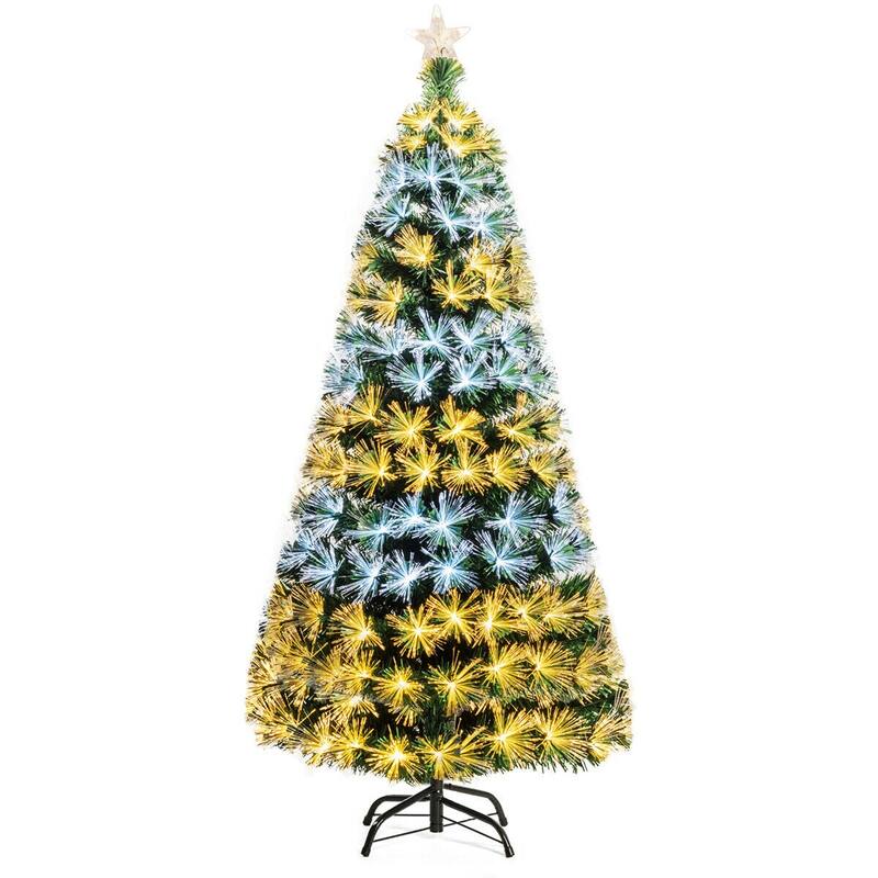 Gymax 5FT/6FT/7FT Pre-lit Fiber Optic ArtificialChristmas Tree w/LED - See Details