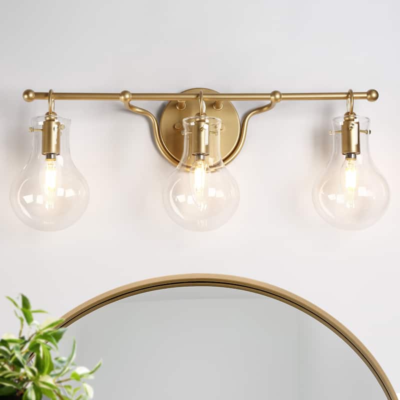 Carson Carrington Modern 2/3/4-Light Gold Bathroom Vanity Lights Glass Wall Sconces