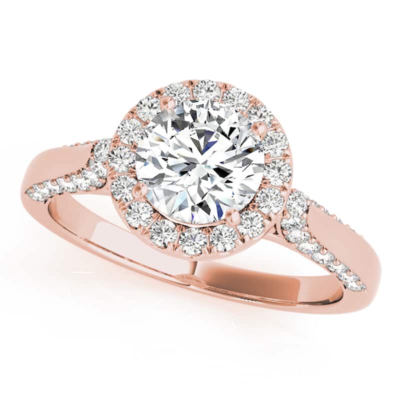 Auriya 14k Rose Gold Lab Grown Round Diamond Halo Engagement Ring 0.50 to 5.00 ct. tw. (F-G VS) - 1.75 ct. center - 6